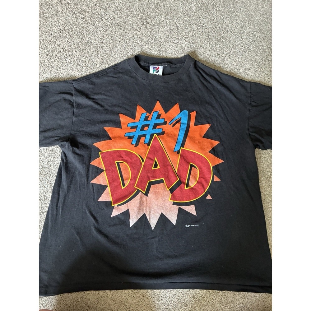 Vintage Signal Sport Label -1994 #1 DAD" (L) T-Shirt FATHER'S DAY